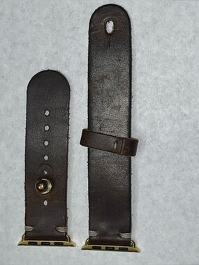 Brown Leather Watch Band with Gold Connectors for Apple Watch